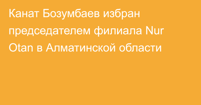 Канат Бозумбаев избран председателем филиала Nur Otan в Алматинской области