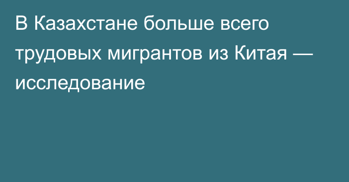 В Казахстане больше всего трудовых мигрантов из Китая — исследование