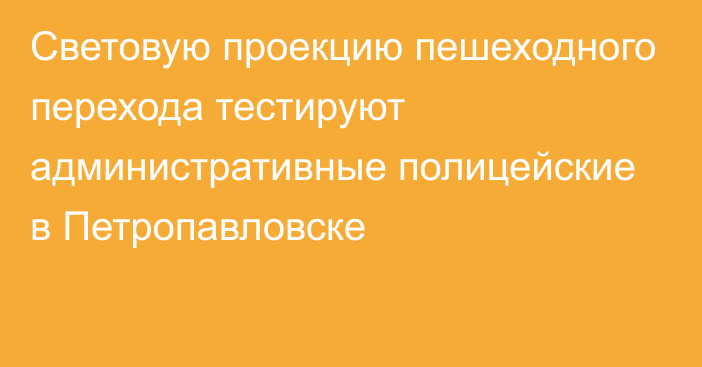 Световую проекцию пешеходного перехода  тестируют административные полицейские в Петропавловске