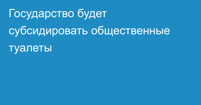 Государство будет субсидировать общественные туалеты