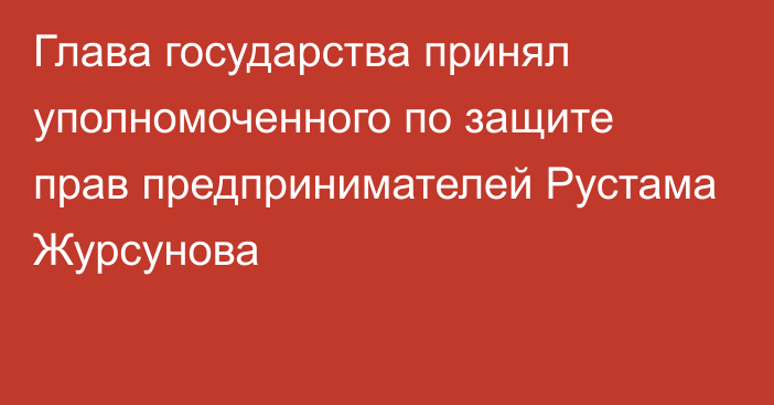 Глава государства принял уполномоченного по защите прав предпринимателей Рустама Журсунова