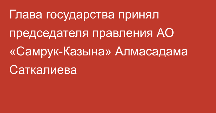 Глава государства принял председателя правления АО «Самрук-Казына» Алмасадама Саткалиева