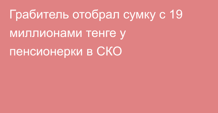 Грабитель отобрал сумку с 19 миллионами тенге у пенсионерки в СКО