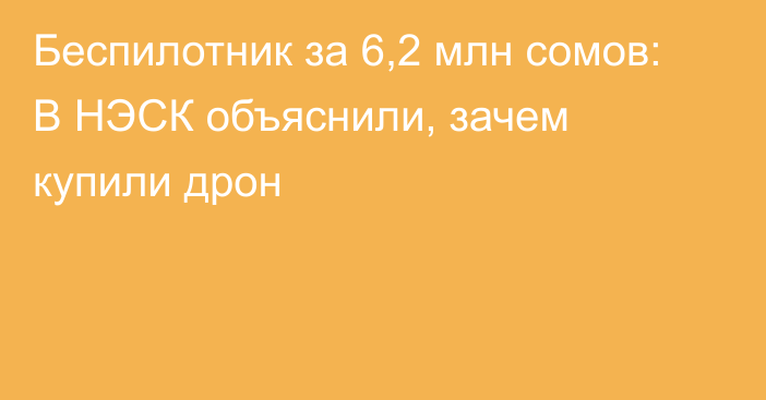 Беспилотник за 6,2 млн сомов: В НЭСК объяснили, зачем купили дрон