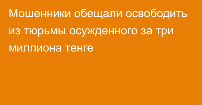 Мошенники обещали освободить из тюрьмы осужденного за три миллиона тенге