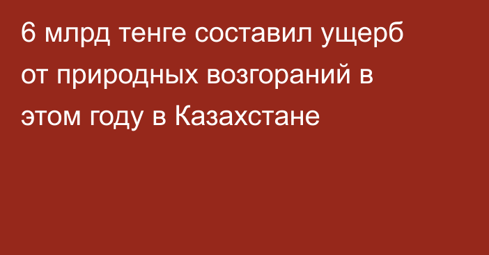 6 млрд тенге составил ущерб от природных возгораний в этом году в Казахстане