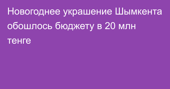 Новогоднее украшение Шымкента обошлось бюджету в 20 млн тенге