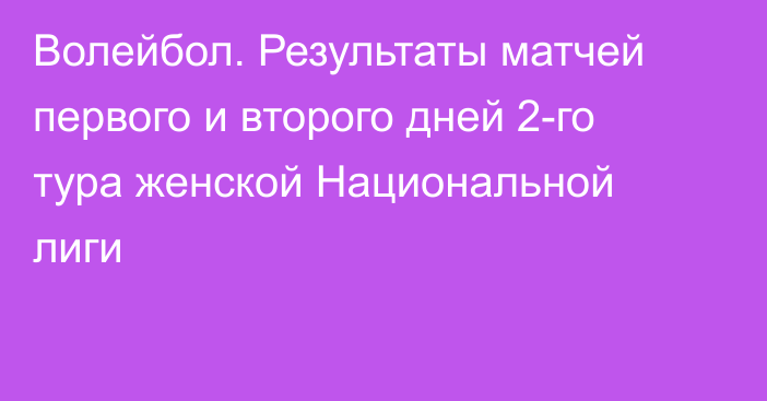 Волейбол. Результаты матчей первого и второго дней 2-го тура женской Национальной лиги