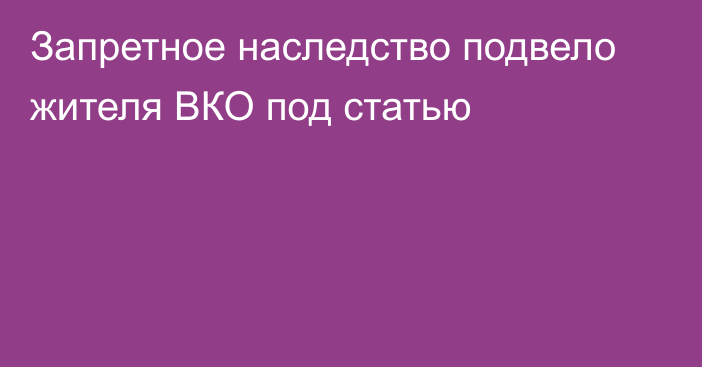 Запретное наследство подвело жителя ВКО под статью