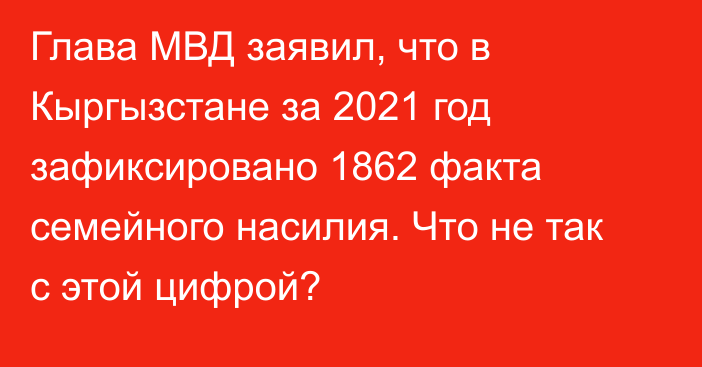 Глава МВД заявил, что в Кыргызстане за 2021 год зафиксировано 1862 факта семейного насилия. Что не так с этой цифрой?