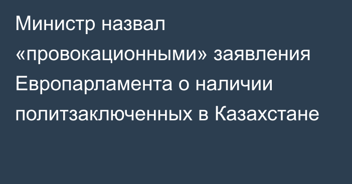 Министр назвал «провокационными» заявления Европарламента о наличии политзаключенных в Казахстане