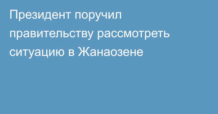 Президент поручил правительству рассмотреть ситуацию в Жанаозене