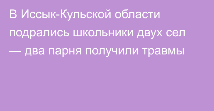 В Иссык-Кульской области подрались школьники двух сел — два парня получили травмы