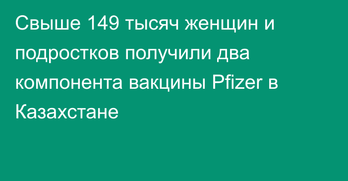 Свыше 149 тысяч женщин и подростков получили два компонента вакцины Pfizer в Казахстане