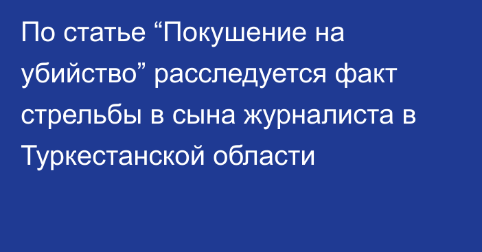 По статье “Покушение на убийство” расследуется факт стрельбы в сына журналиста в Туркестанской области