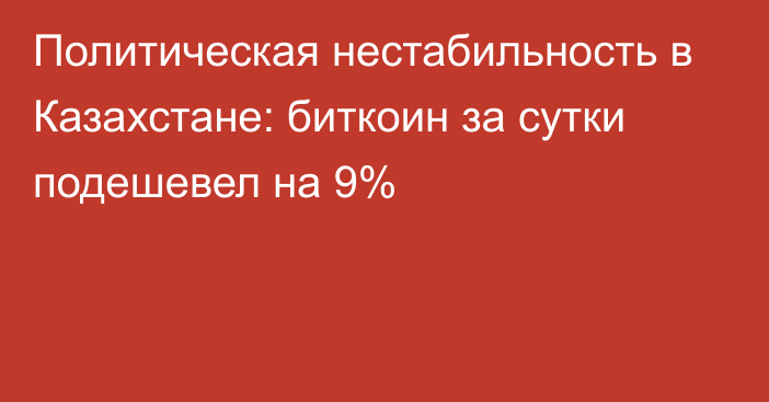 Политическая нестабильность в Казахстане: биткоин за сутки подешевел на 9%