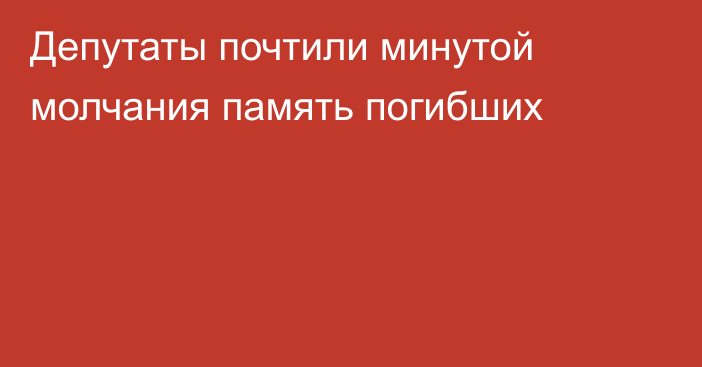 Депутаты почтили минутой молчания память погибших