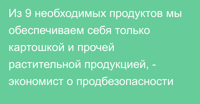 Из 9 необходимых продуктов мы обеспечиваем себя только картошкой и  прочей растительной продукцией, - экономист о продбезопасности