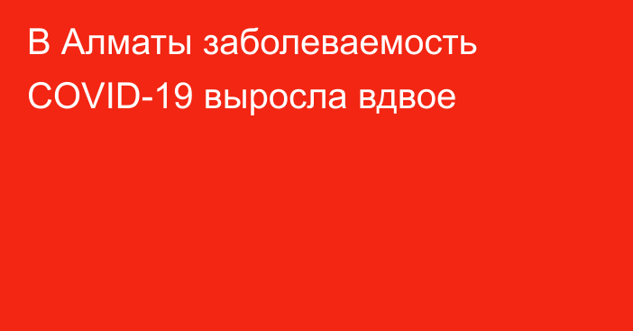 В Алматы заболеваемость COVID-19 выросла вдвое