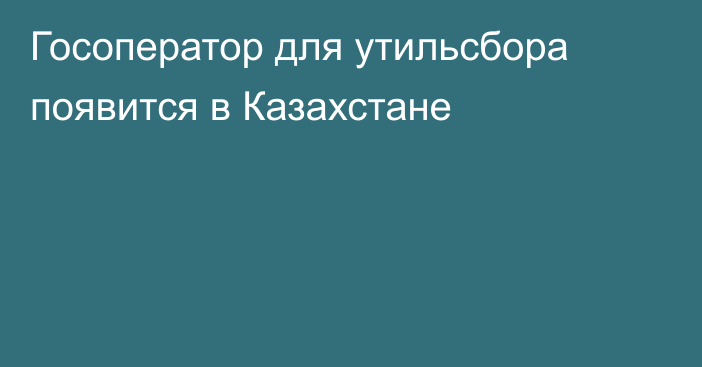 Госоператор для утильсбора появится в Казахстане