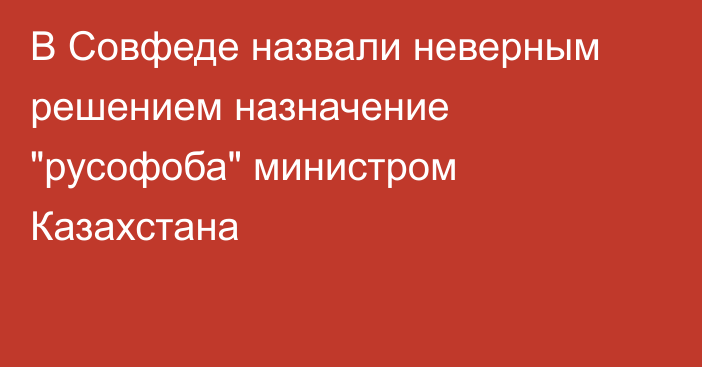 В Совфеде назвали неверным решением назначение 