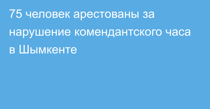 75 человек арестованы за нарушение комендантского часа в Шымкенте