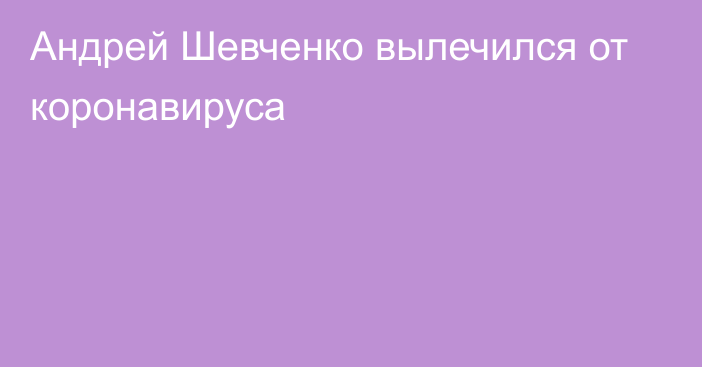 Андрей Шевченко вылечился от коронавируса