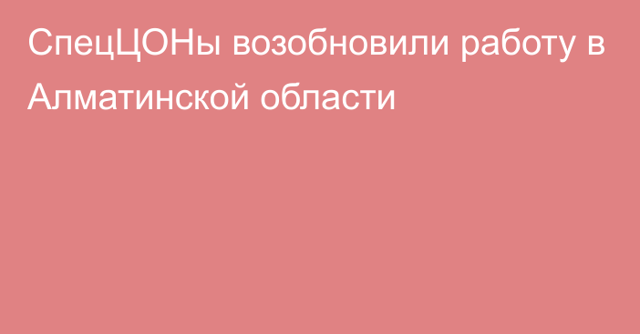 СпецЦОНы возобновили работу в Алматинской области