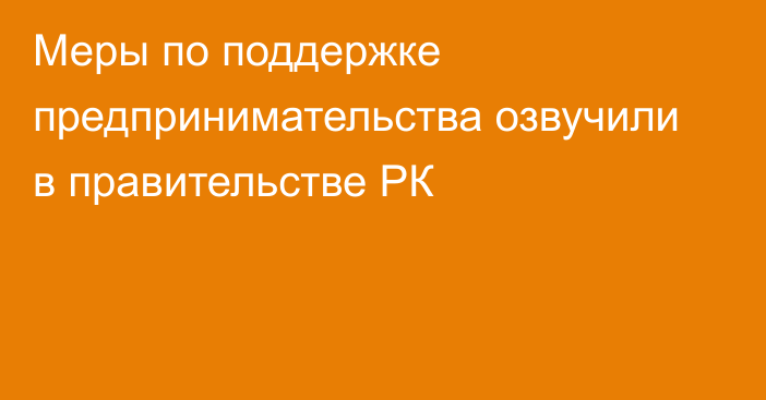 Меры по поддержке предпринимательства озвучили в правительстве РК