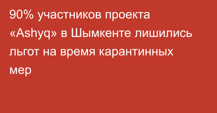 90% участников проекта «Ashyq» в Шымкенте лишились льгот на время карантинных мер