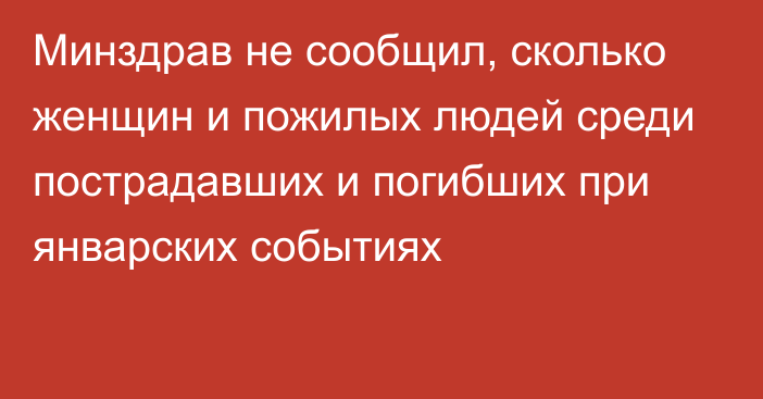 Минздрав не сообщил, сколько женщин и пожилых людей среди пострадавших и погибших при январских событиях