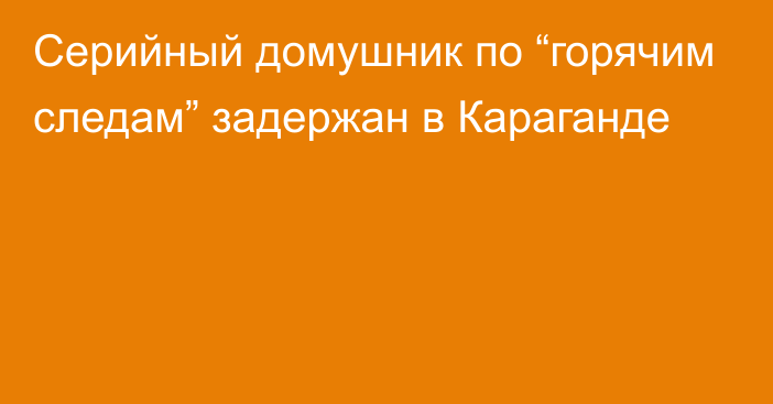 Серийный домушник по “горячим следам” задержан в Караганде