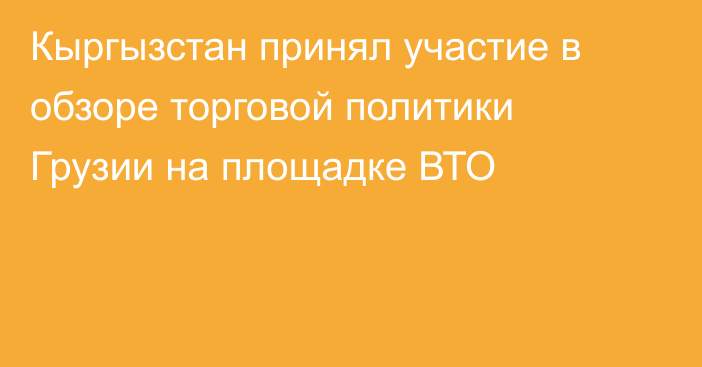 Кыргызстан принял участие в обзоре торговой политики Грузии на площадке ВТО