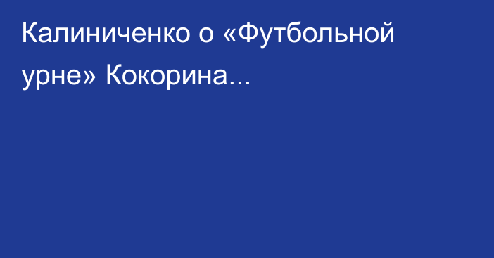 Калиниченко о «Футбольной урне» Кокорина...