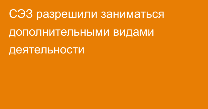 СЭЗ разрешили заниматься дополнительными видами деятельности