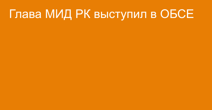 Глава МИД РК выступил в ОБСЕ