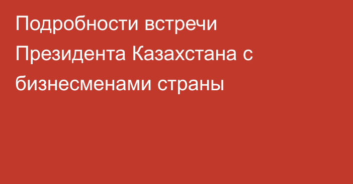 Подробности встречи Президента Казахстана с бизнесменами страны