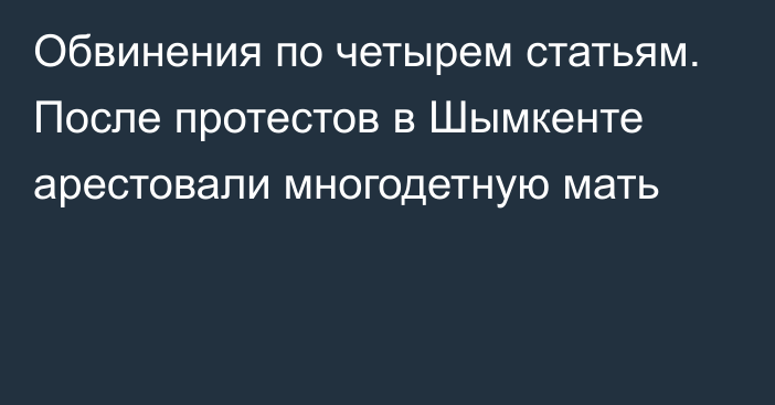 Обвинения по четырем статьям. После протестов в Шымкенте арестовали многодетную мать