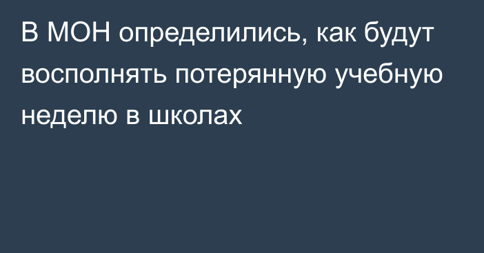 В МОН определились, как будут восполнять потерянную учебную неделю в школах