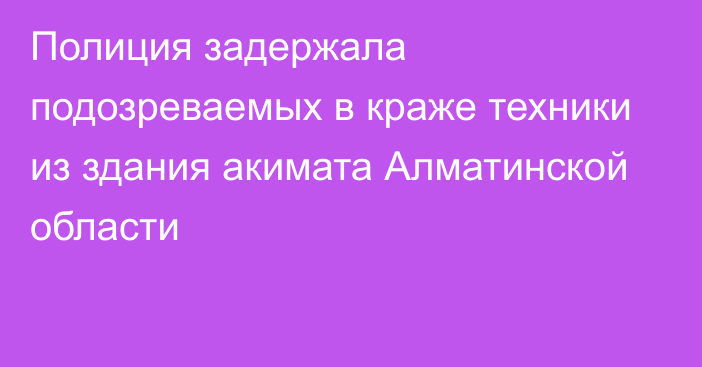 Полиция задержала подозреваемых в краже техники из здания акимата Алматинской области