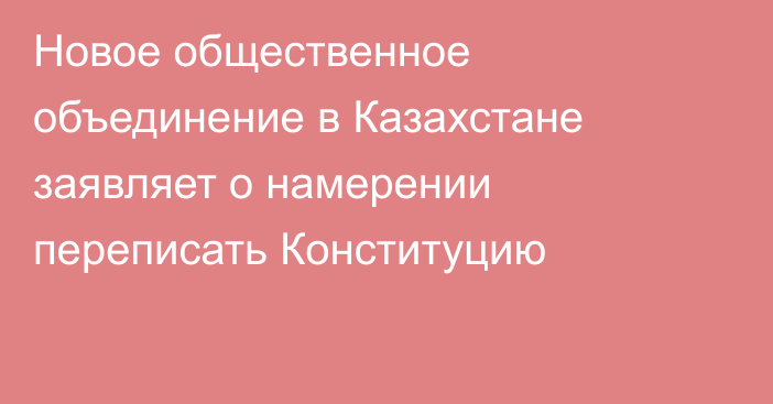 Новое общественное объединение в Казахстане заявляет о намерении переписать Конституцию