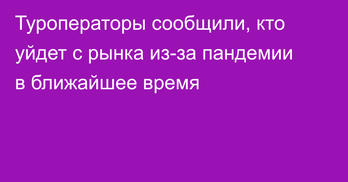 Туроператоры сообщили, кто уйдет с рынка из-за пандемии в ближайшее время