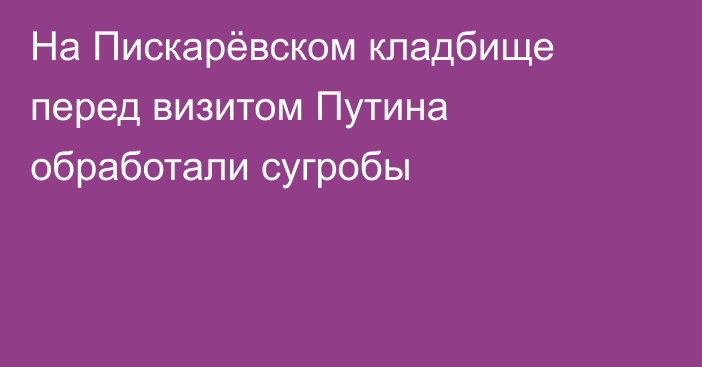 На Пискарёвском кладбище перед визитом Путина обработали сугробы