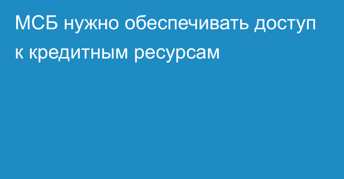 МСБ нужно обеспечивать доступ к кредитным ресурсам