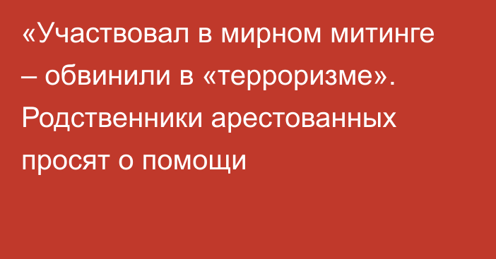 «Участвовал в мирном митинге – обвинили в «терроризме». Родственники арестованных просят о помощи