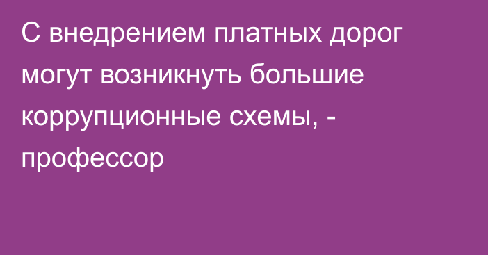 С внедрением платных дорог могут возникнуть большие коррупционные схемы, - профессор