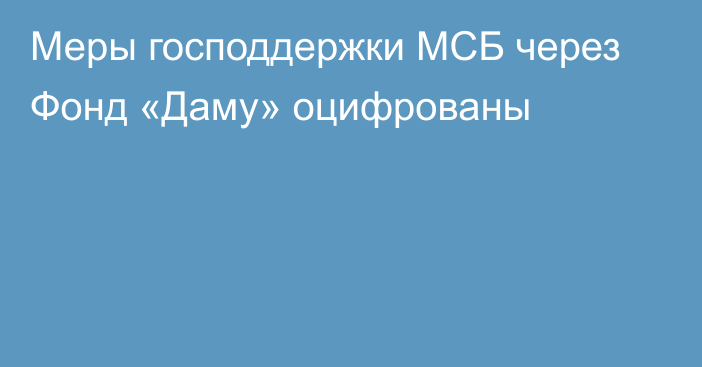 Меры господдержки МСБ через Фонд «Даму» оцифрованы