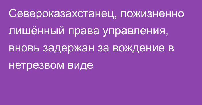 Североказахстанец, пожизненно лишённый права управления, вновь задержан за вождение в нетрезвом виде