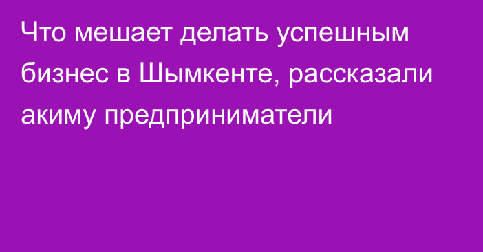 Что мешает делать успешным бизнес в Шымкенте, рассказали акиму предприниматели