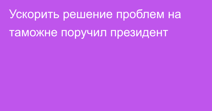 Ускорить решение проблем на таможне поручил президент